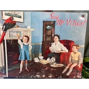 c1950s “Say McVitie’s!” McVitie’s Biscuits Advertising Sign Family Parrot